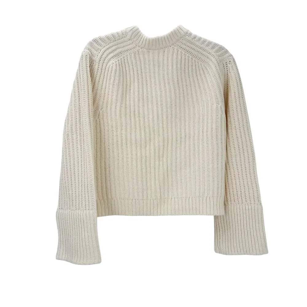 J. Crew Heritage Cotton Fisherman Crewneck Sweater Antique White Size XS NWT